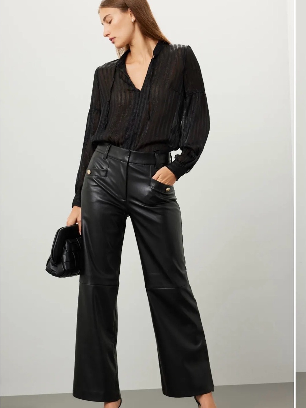 DEREK LAM Black 10 Crosby Faux Leather Pants Size 8 (IT 44)